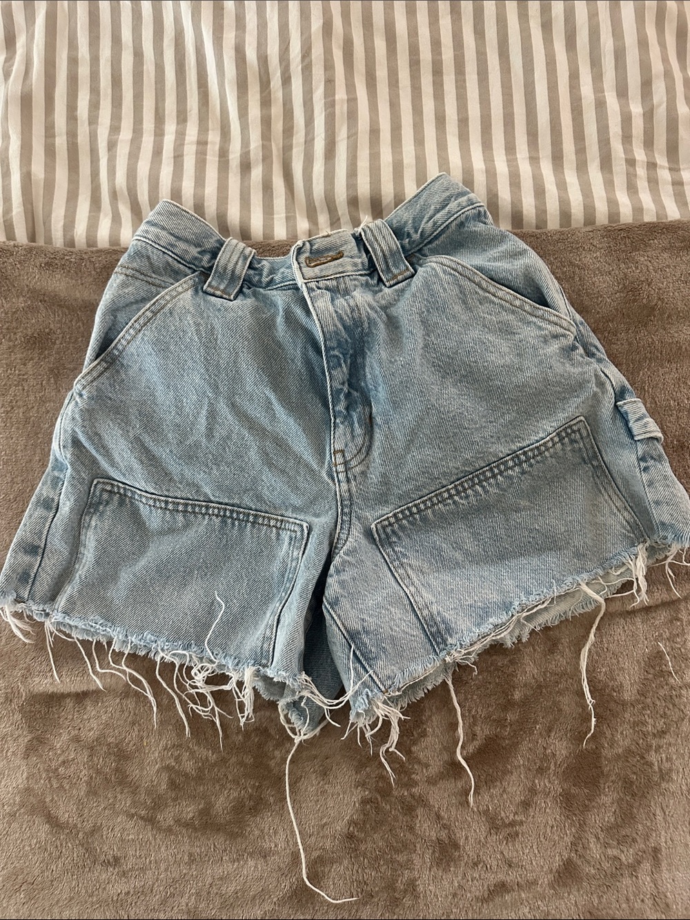 PacSun Washed Light Blue High-Rise Cutoff Denim Shorts